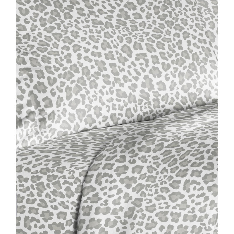 Twin Leopard Print Cotton Flannel Deep Pocket Sheet Set
