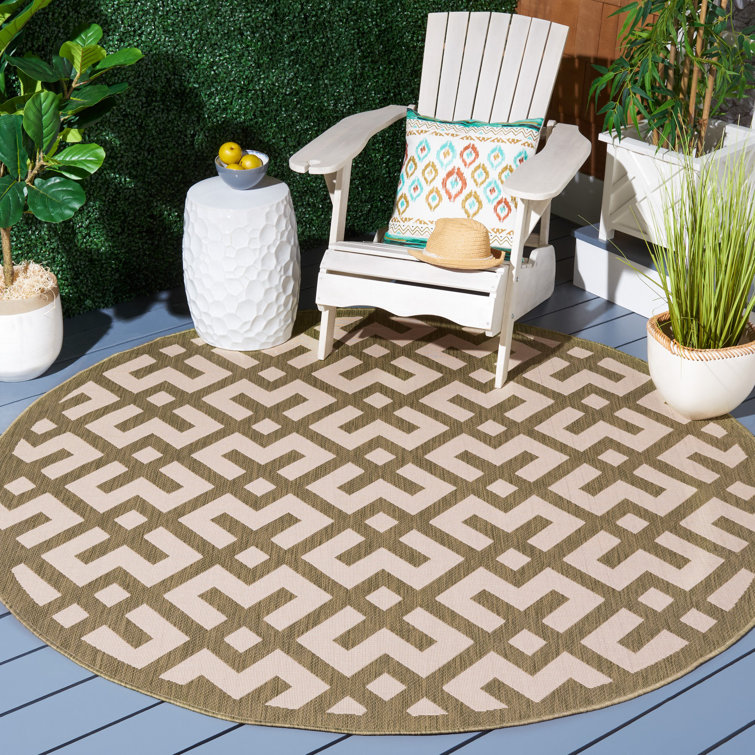 Arneshia Geometric Beige/Green Area Indoor/Outdoor Area Rug