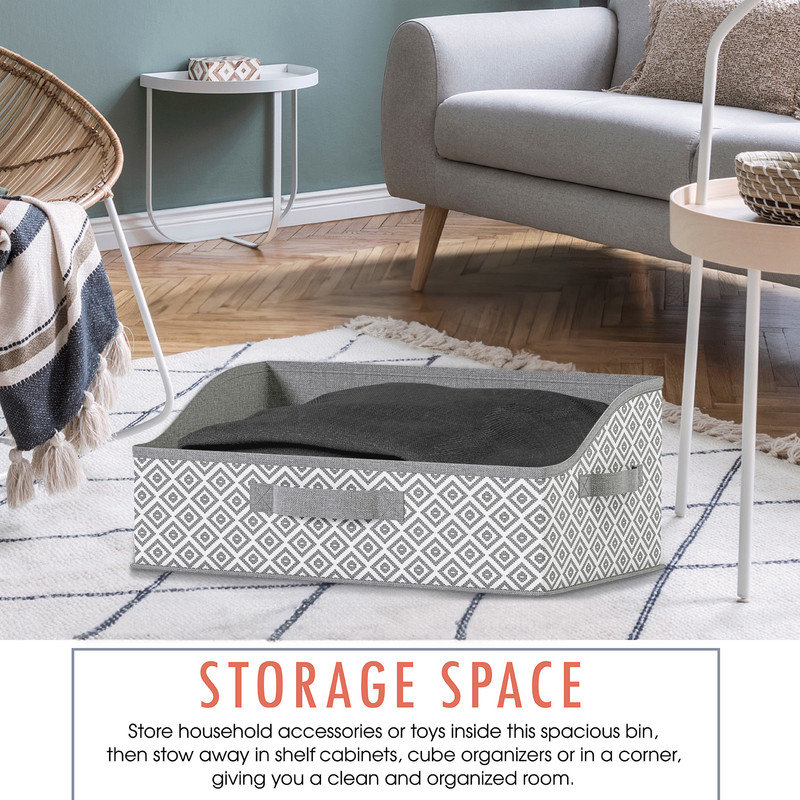 Ebern Designs 3 Pack Collapsible Trapezoid Storage Bins Bin, Diamond Grey