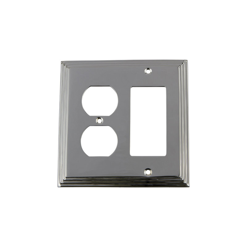 Plaque murale Deco 2-Gang, Chrome brillant