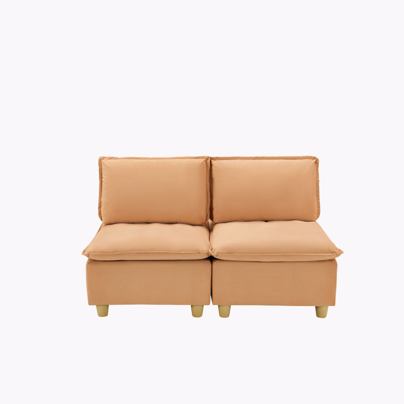 Canapé modulaire avec dossier réglable, Velours brun clair, H 36,61 po x l 58,46 po x P 45,28 po