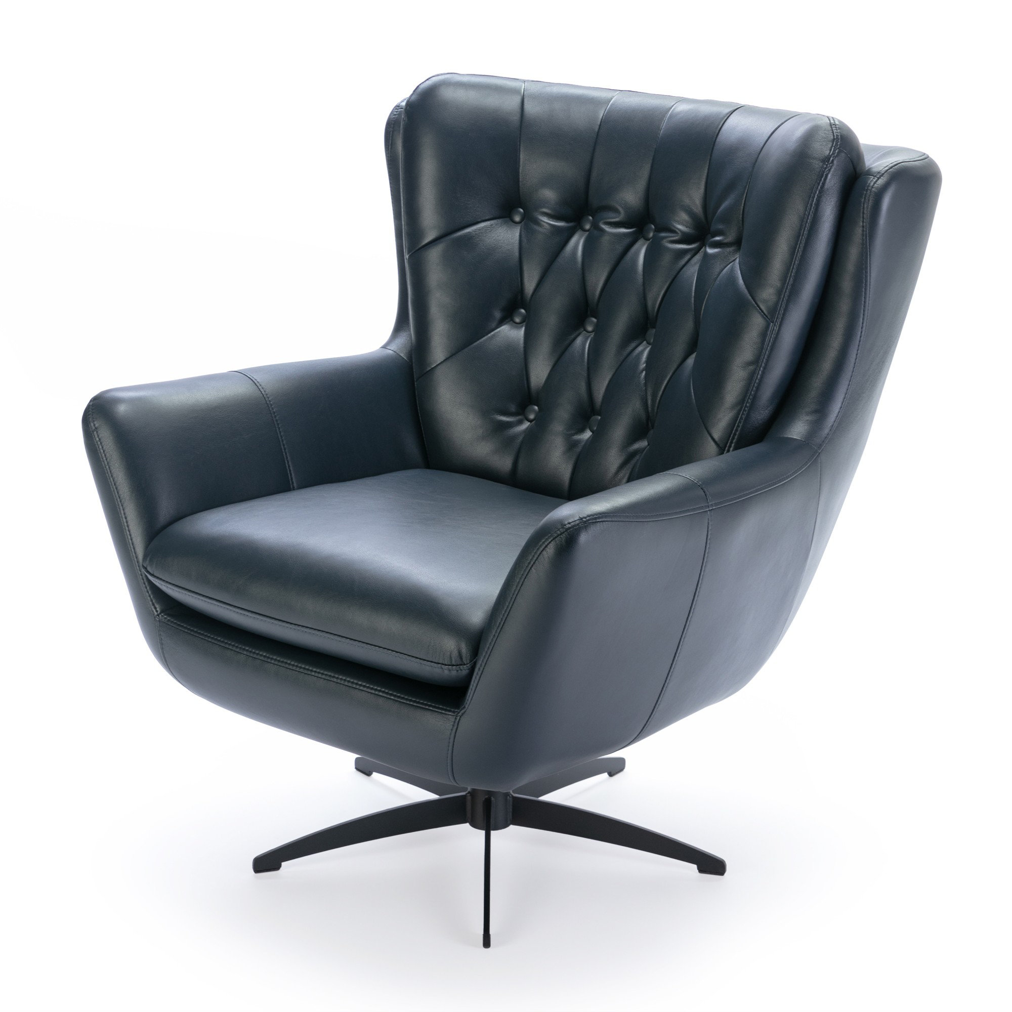 17 Stories Tufted Faux Leather Swivel Chair | Wayfair