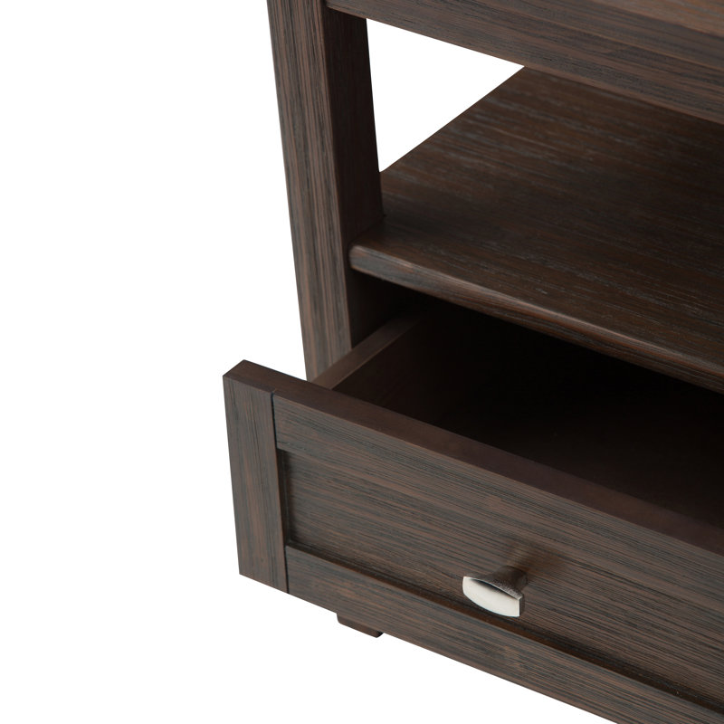 Farmhouse Brown Wood and Metal End Table with Storage