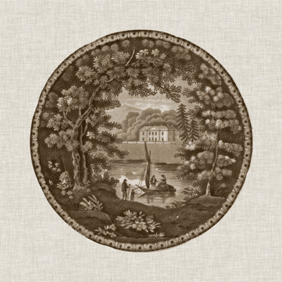 Sepia Transferware IV - Wrapped Canvas Print