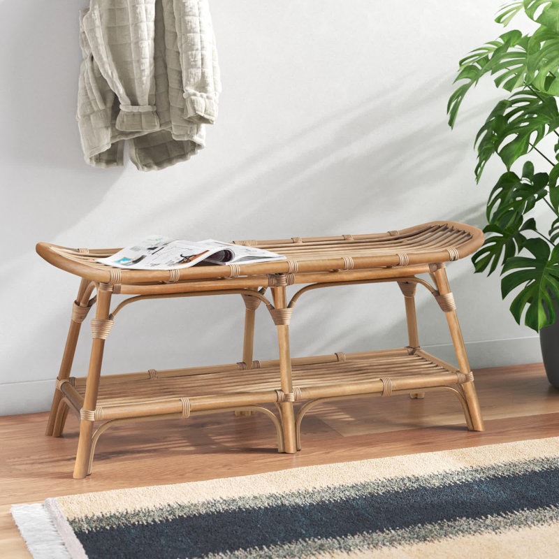 Leclerc Wicker Storage Bench, Brown