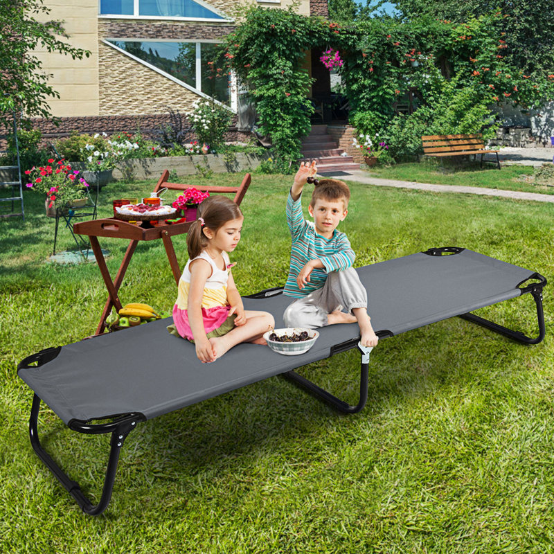 Lit de camp pliable pour l'extérieur Gymax, Gris