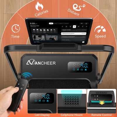 Walking Vibration Pad With 12% Incline & Handles,6 In 1 Foldable Under Desk Treadmill