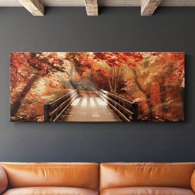 Pont d'automne - Toile tendue avec châssis - Prêt à accrocher