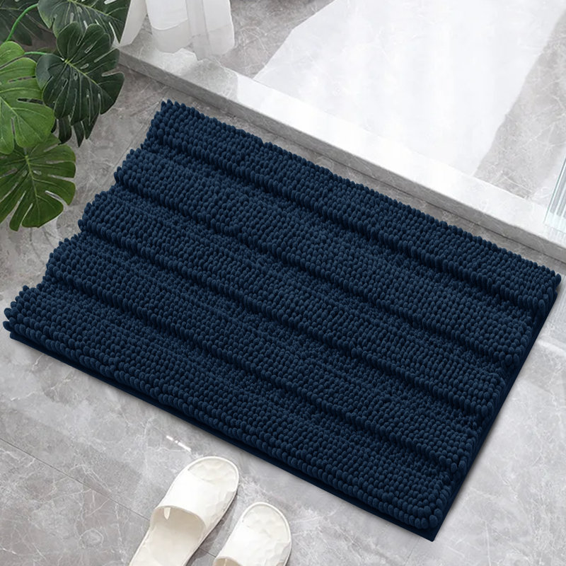 Tapis pour salle de bain Faddis, Simple - L 32 po x l 20 po, Marine