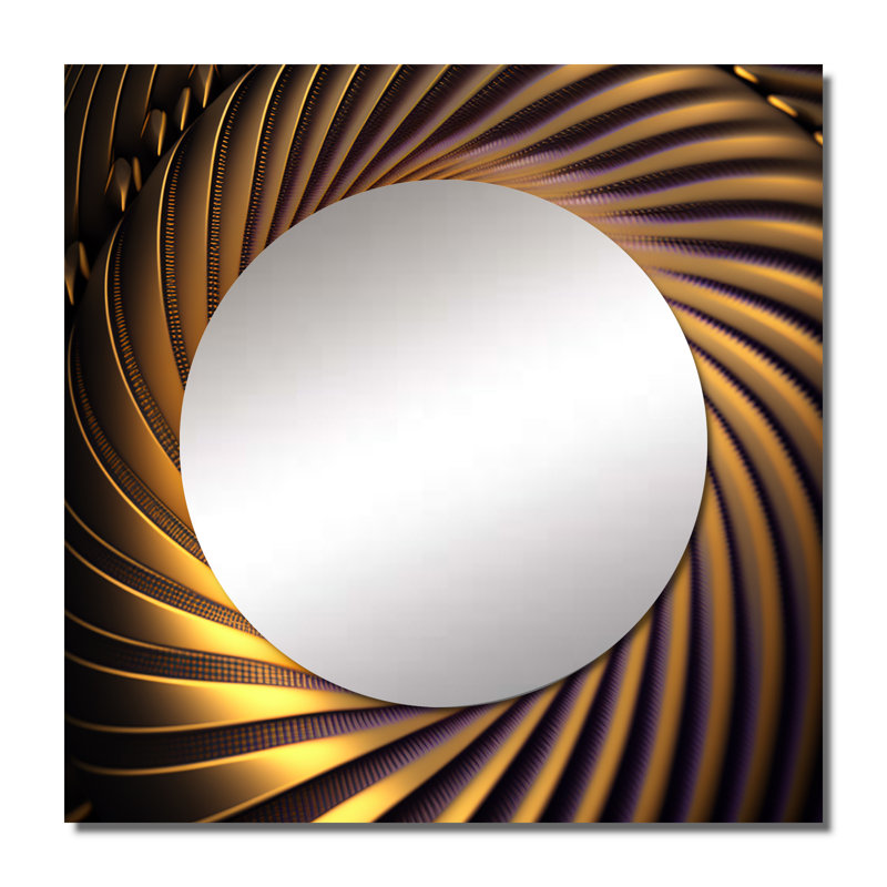 Binni - Miroir abstrait à spirales carrées pour décoration murale, 29 po x 29 po