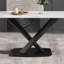 Table de salle à manger de 70,87 po en pierre artificielle moderne à bord droit et pieds en métal noir pouvant accueillir 6 à 8 personnes-1681625538-1681625549