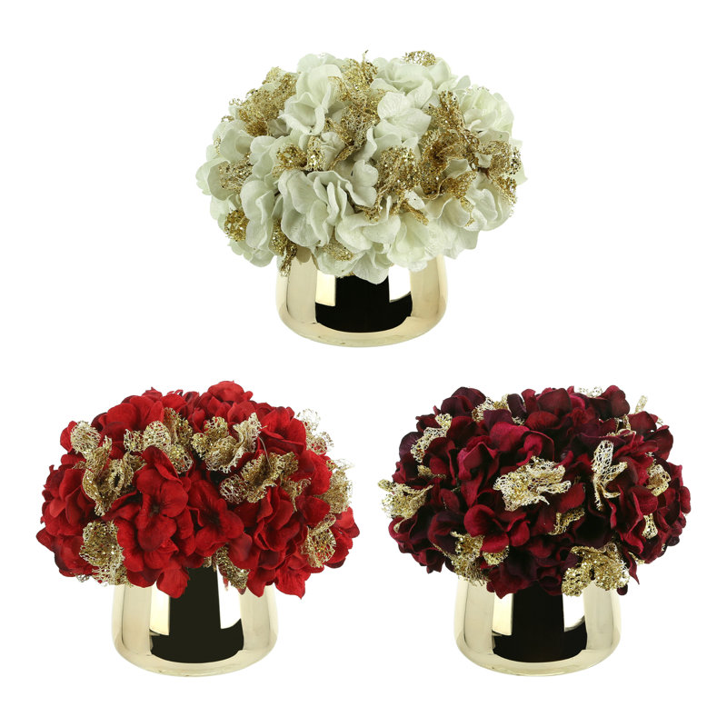 Arrangement d'hortensias en polysilk Quickep dans un vase