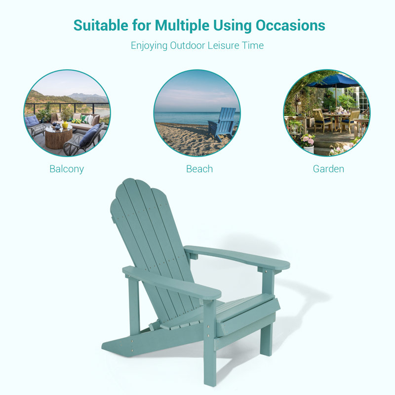 Chaise Adirondack en plastique Harb, Bleu lac
