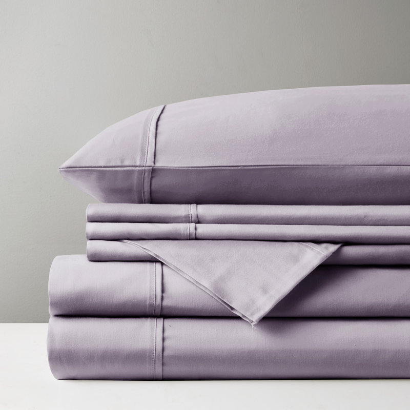 Queen Purple Cotton Polyester Solid Cover Sheet Set