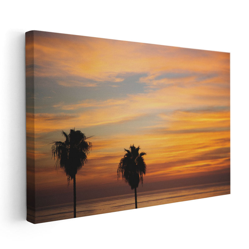 «Sunset Palms III», reproduction d'art sur toile, H 40 po x l 60 po