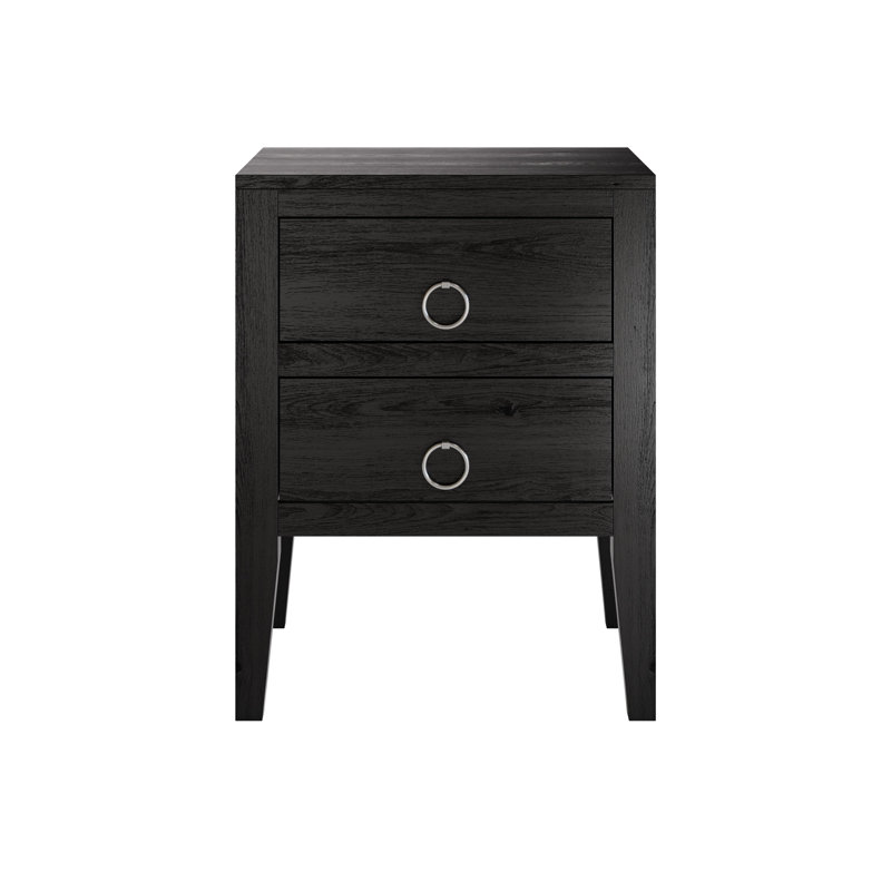 Stroble 50cm W Solid Wood Bedside Table, Black