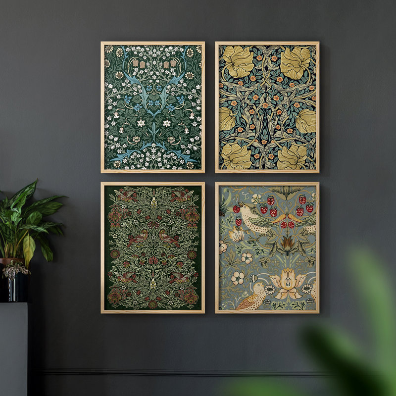 Vintage Abstract Print CLXXV  Framed Print - Set of 4, Naturel, H 10 po x l 8 po