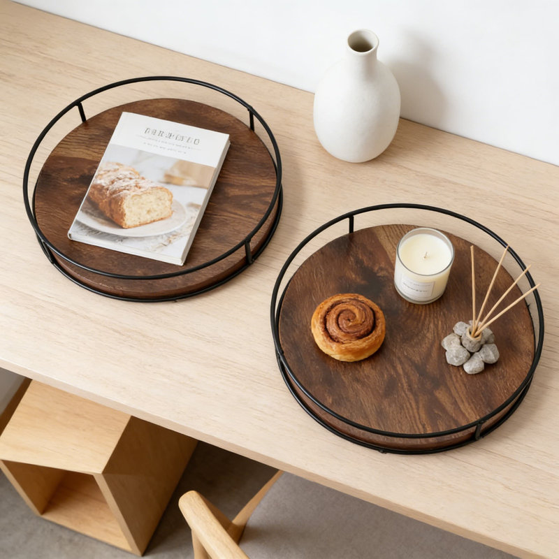 Lazy Susan Turntable Organizer For Kitchen Countertop And Cabinet, With Steel Frame, 360 Degree Rotating Decorative Centerpiece