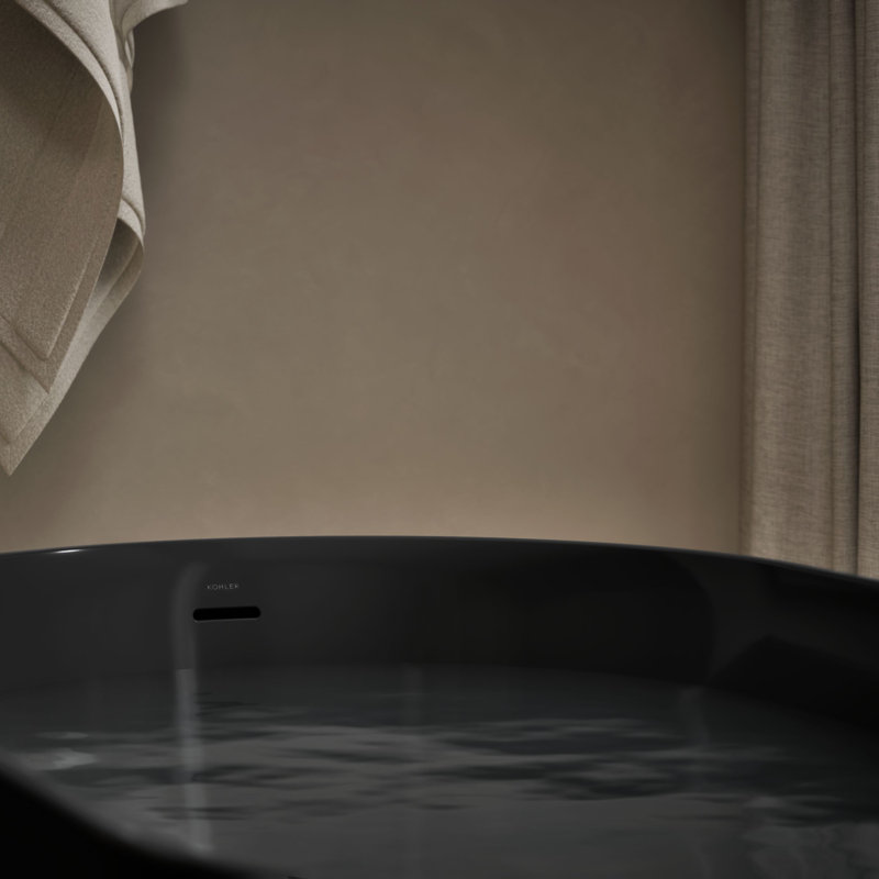 Brazn 34.94" x 65.87" Freestanding Soaking Acrylic with Bath Tub, Black