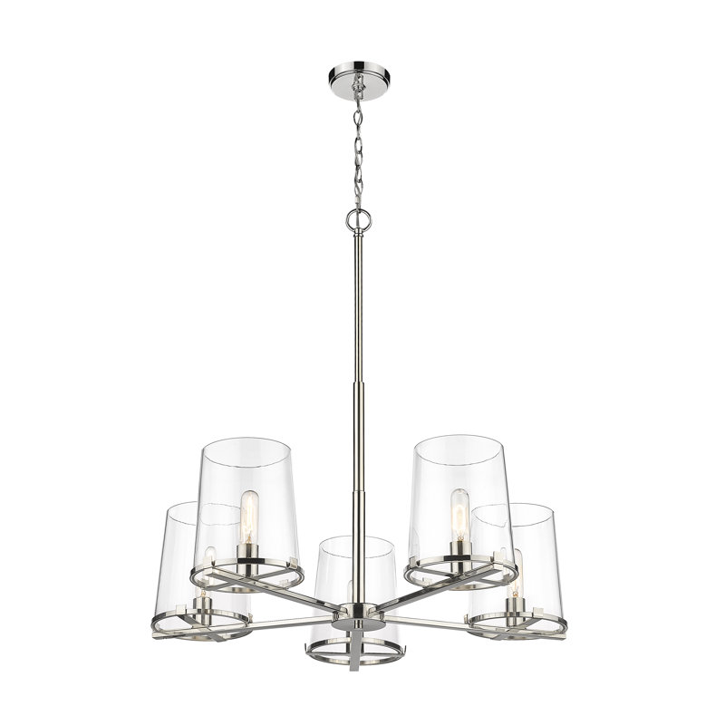 Lustre classique à 5 lumières de style bougie Catosha, Nickel poli