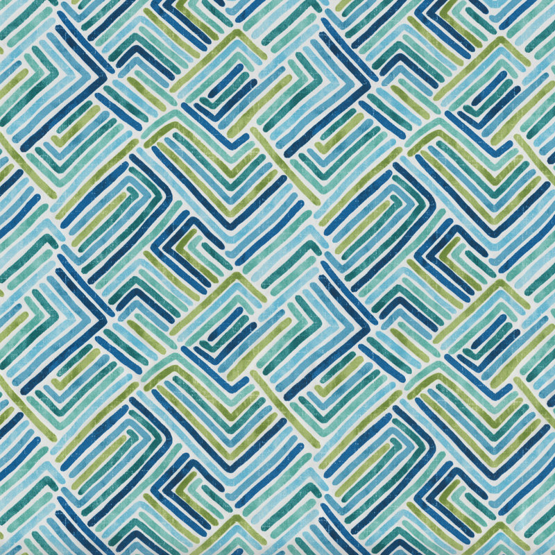 Estie Ocean Geometric Blue and Green Outdoor Throw Pillows, Set of 2