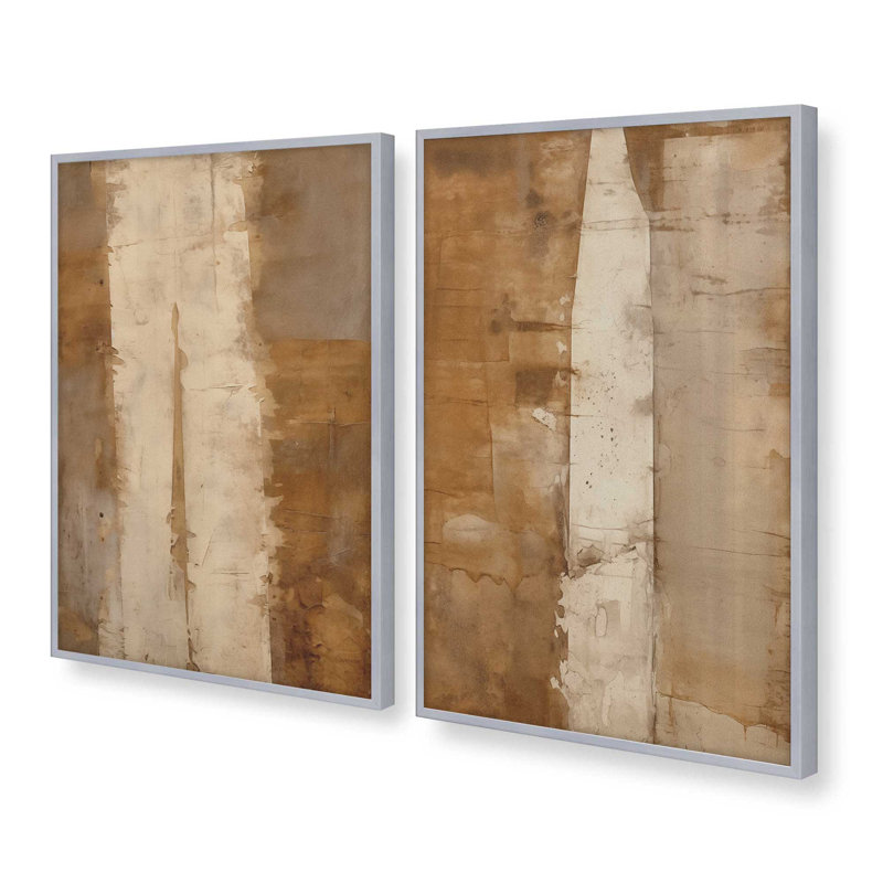 Sienna Strips, ensemble de 2 impressions dans un cadre, Chrome poli, H 37,25 po x l 50,5 po