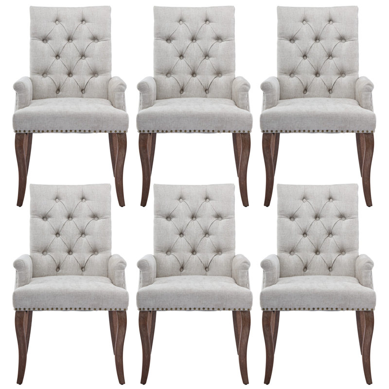 Chaises de salle à manger rembourrées Seita, Gris clair, 6