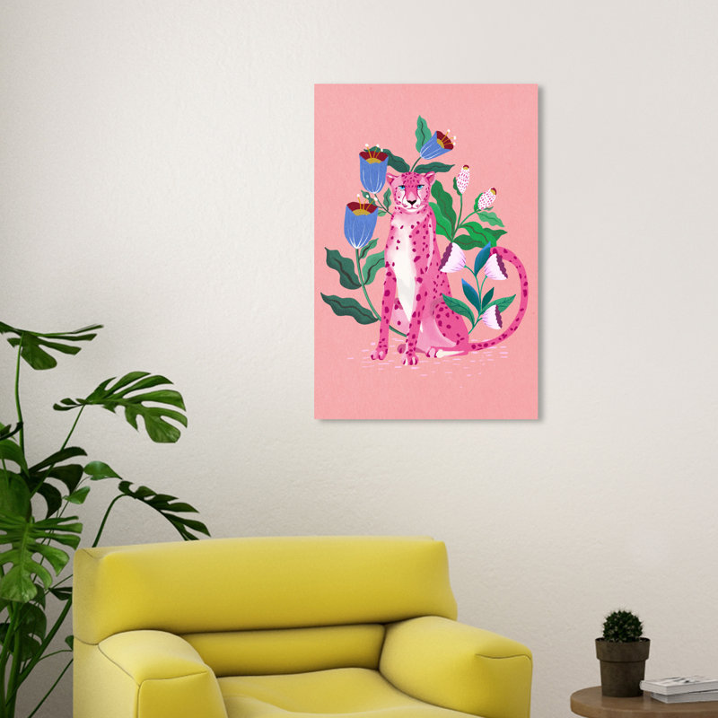 Floral léopard rose, H 30 po x l 20 po x P 0,8 po