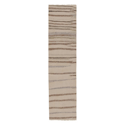 Rug & Kilim’S Contemporary Flatweave Runner With Linear Textured Stripes