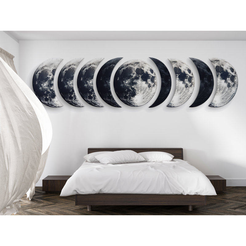 Moon Phase Wall Art, Lunar Moon Wall Decor, Celestial Bedroom Art, Boho Moon Phases Decor, Modern Minimal Wall Art 133Mv