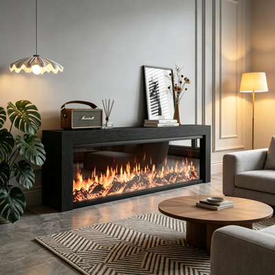 Foyer rétro en bois massif noir simple