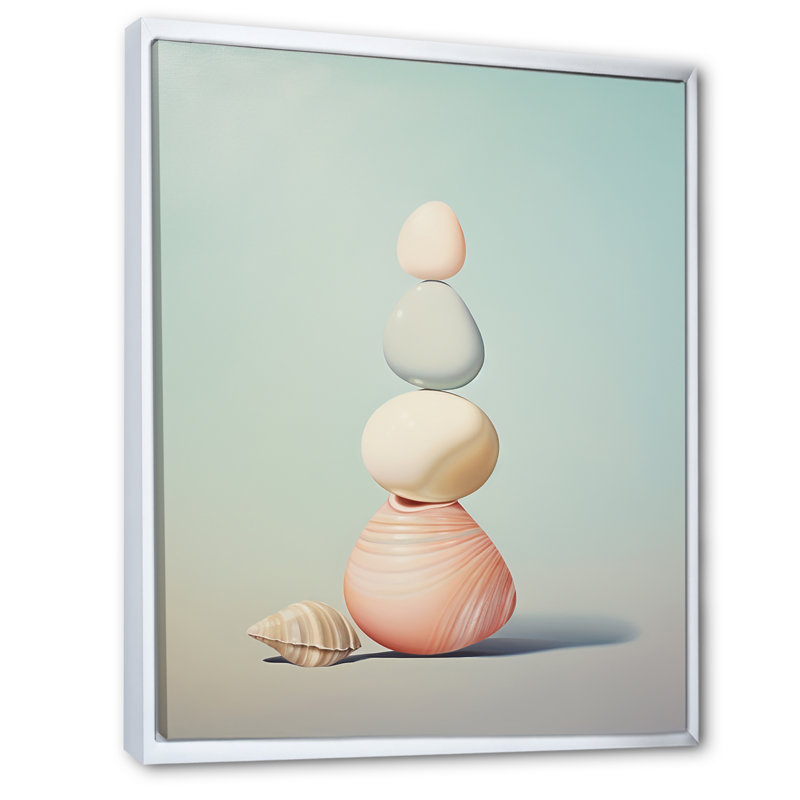 Impression sur toile Lashonn Seashell, Cadre flottant blanc, H 20 po x l 12 po x P 1 po