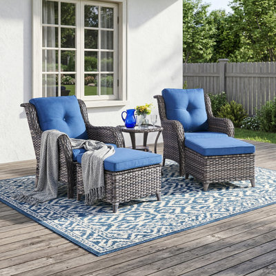 Carolina Wicker 2 - Person Patio Conversation Set with Cushions