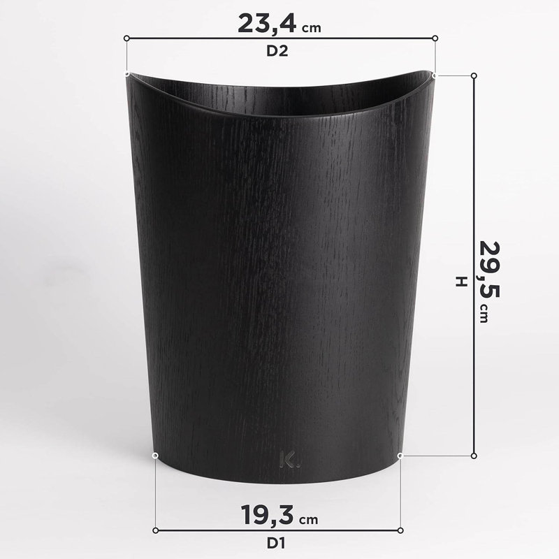Manufactured Wood Open Waste Bin - 9L, Oak Black
