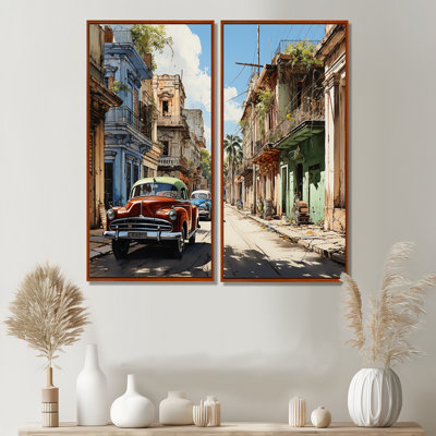 Cuba Rhythms Street I - Beach Cuba Landscape Wall Decor Set Of 2
