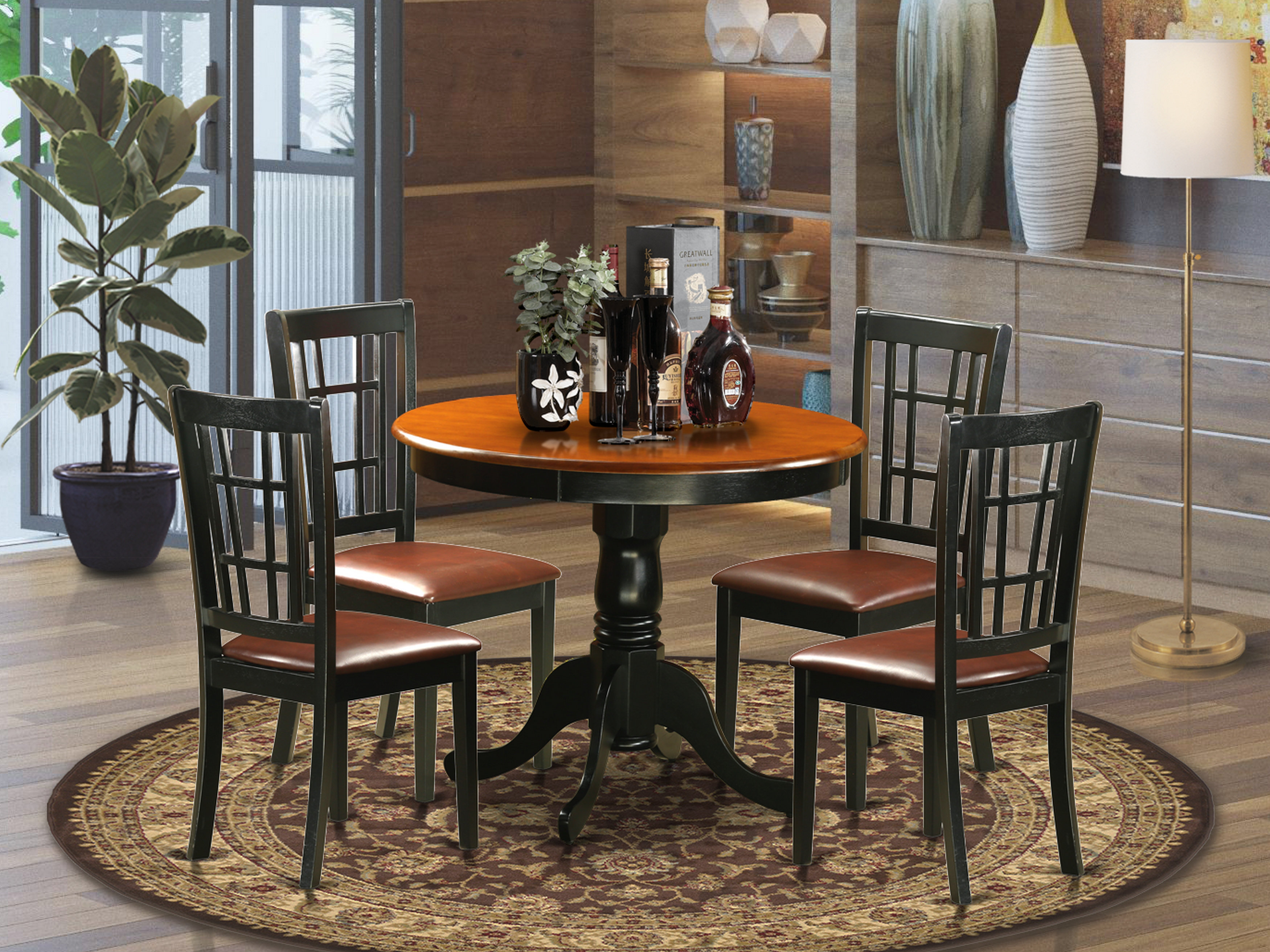 Rosalind Wheeler Friedell 5 - Piece Rubberwood Solid Wood Dining Set ...