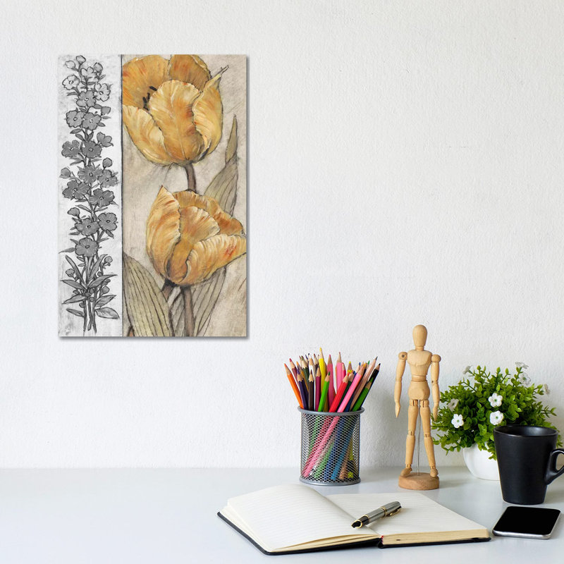 Ochre & Grey Tulips IV by Tim OToole - Gallery-Wrapped Canvas Giclée on Canvas, Canvas, 20.32 cm H x 30.48 cm W