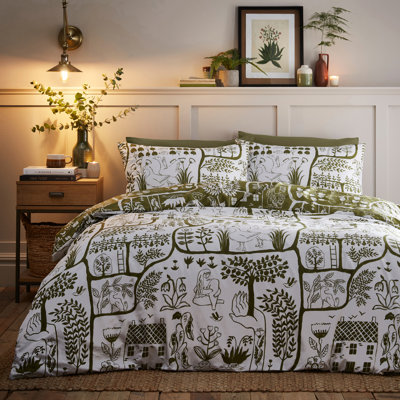 Toile Duvet Cover Set with Pillowcases Included