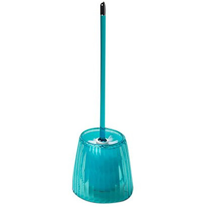 Bordure texturée 14 po H Brosse de toilette et support autoportant, Bleu