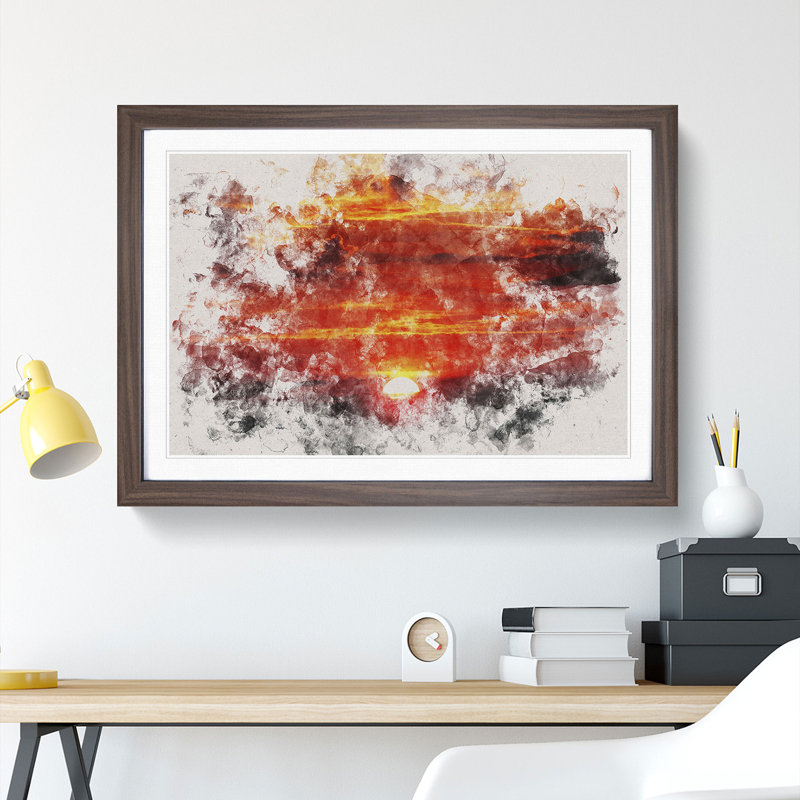 Red and Orange Sunset - Framed Print, Walnut Framed, 65cm H x 90cm W x 2cm D