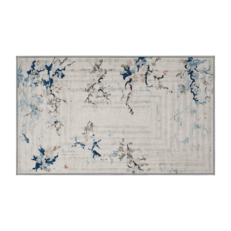 Machine Washable Gray Area Rug, Rectangle 5' x 8'