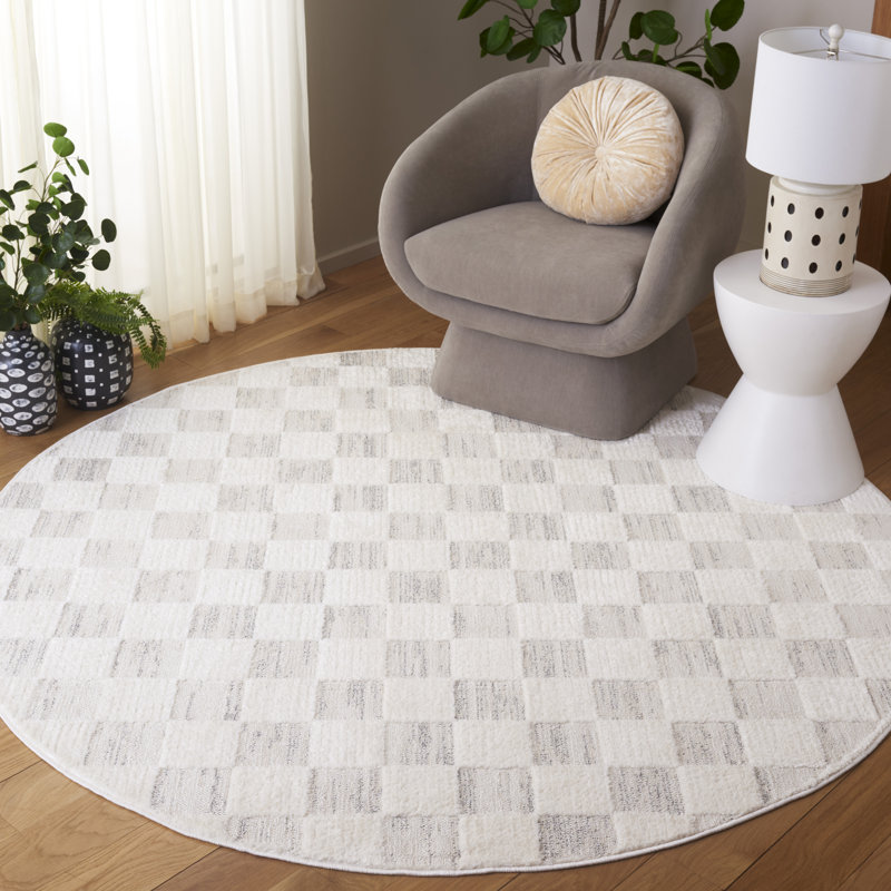 Tuule Performance Checkered Rug, Round 6'7"