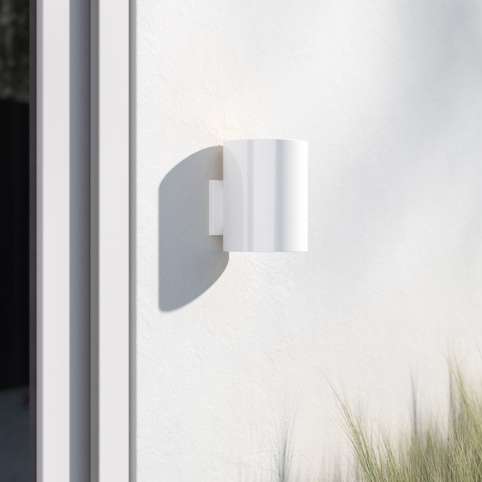Single Light Cylinder Outdoor LED Wall Light, 7.25" H x 5.13" W x 5.13" D, White