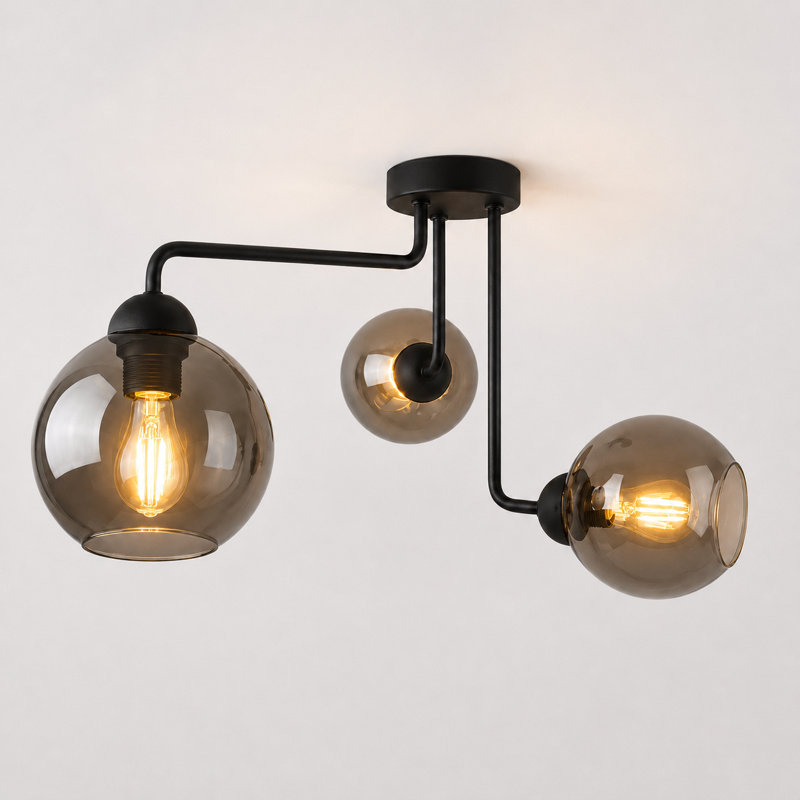 Cottleville Glass Semi Flush Mount, Black