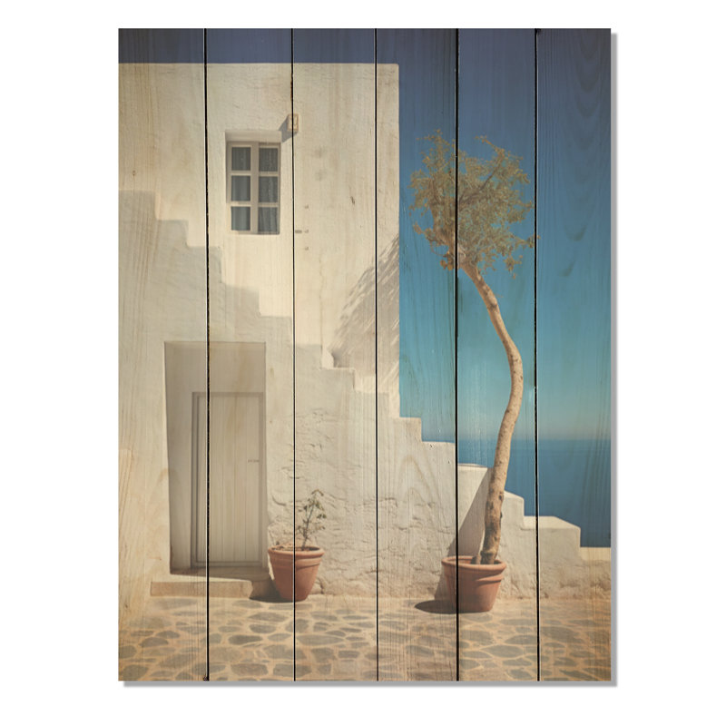 Coastal Dream White House Retreat - Art mural en bois côtier sur bois de pin naturel, H 40 po x l 30 po