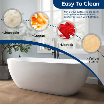 Johanna 71'' Acrylic Freestanding Tub Freestanding Soaking Bathtub