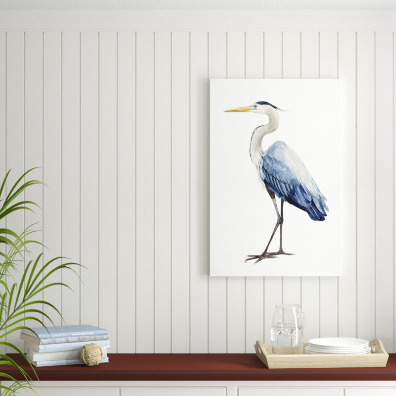 «Seabird Heron I», peinture sur toile, H 36 po x l 24 po