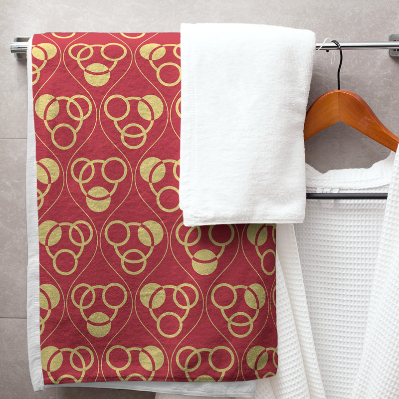 Jordao Bath Towel, Burgundy/Yellow