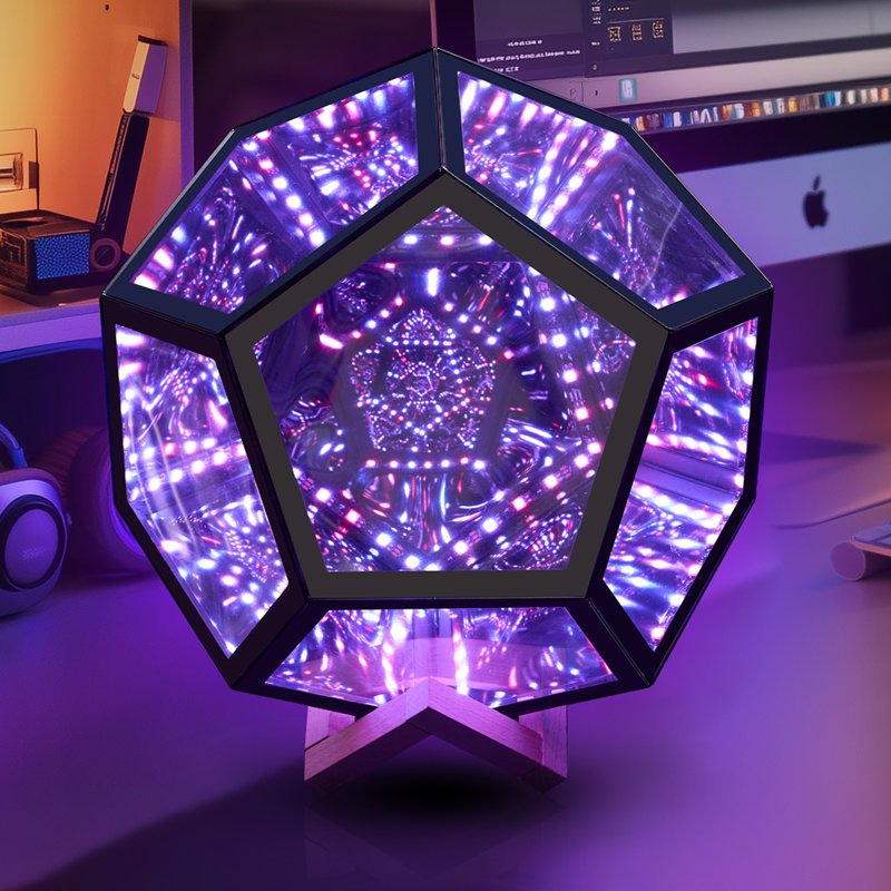 Lampe de table DEL Infinity Dodecahedron Magic, H 9 po x l 11,4 po x P 11,4 po