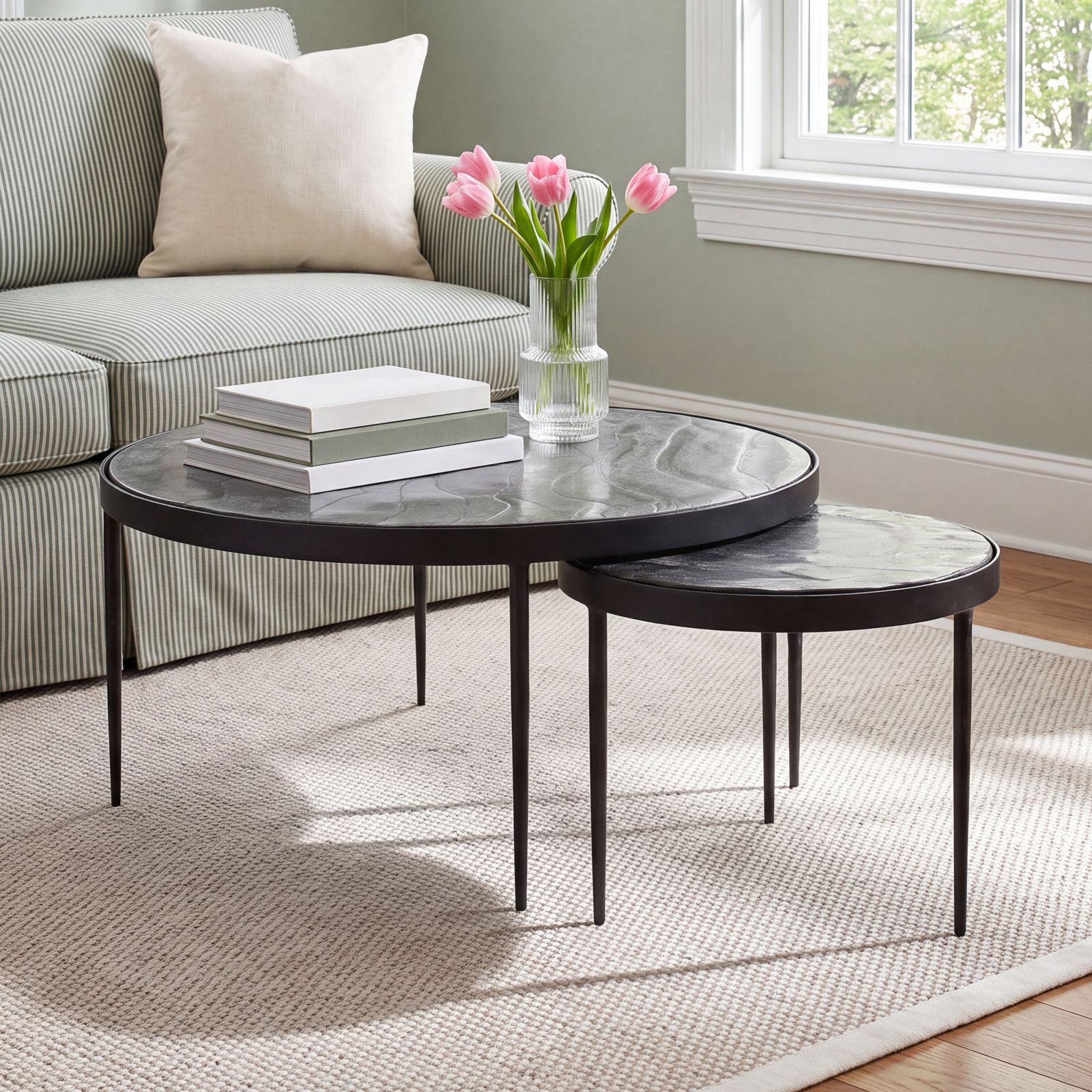 Carmen Nesting Coffee Table, Clear Cast Glass
